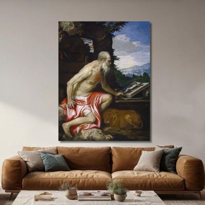 Saint Jerome In The Wilderness Paolo Veronese pvr31 canvas print 