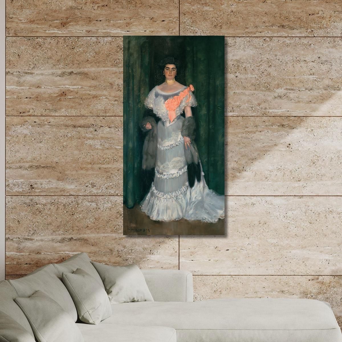 Montserrat Casas De Nieto In Evening Dress Ramón Casas rcs21 canvas print 