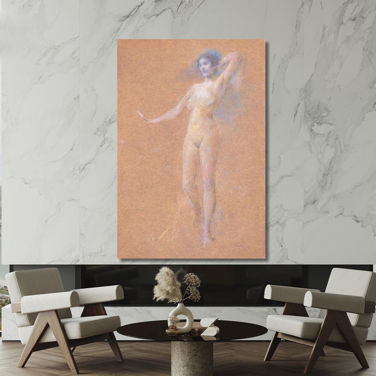 Standing Nude Figure Of A Girl Thomas Wilmer Dewing twd25 canvas print 
