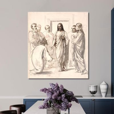 Christ And The Doubting Thomas Wilhelm Marstrand wmr10 canvas print 