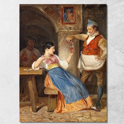 Innkeeper Pouring Red Wine For A Young Italian Woman Wilhelm Marstrand wmr36 canvas print 