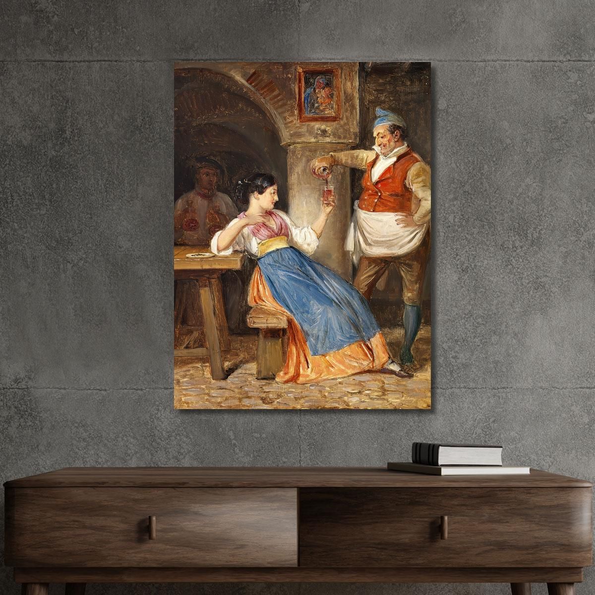 Innkeeper Pouring Red Wine For A Young Italian Woman Wilhelm Marstrand wmr36 canvas print 