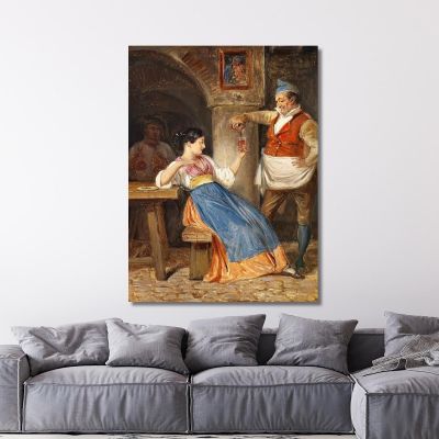 Innkeeper Pouring Red Wine For A Young Italian Woman Wilhelm Marstrand wmr36 canvas print 