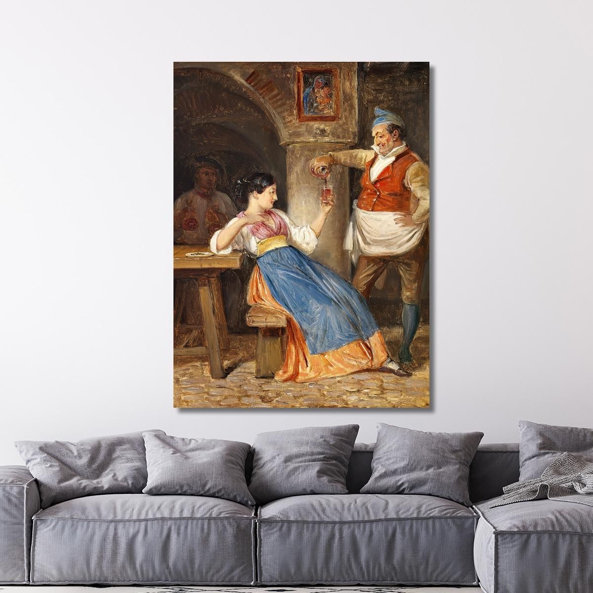 Innkeeper Pouring Red Wine For A Young Italian Woman Wilhelm Marstrand wmr36 canvas print 