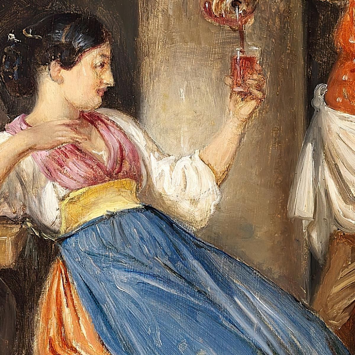 Innkeeper Pouring Red Wine For A Young Italian Woman Wilhelm Marstrand wmr36 canvas print