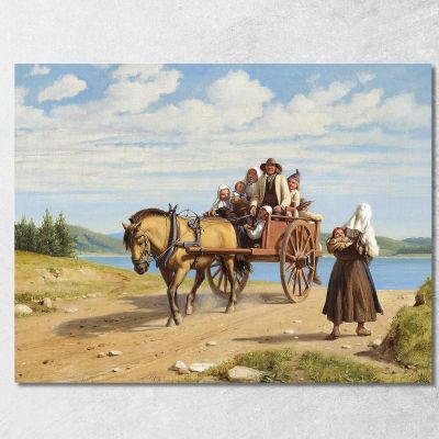 Scene From Leksand With Dalarna Farmers On A Sunday Outing In A Horse-Drawn Carriage Wilhelm Marstrand wmr46 canvas print 