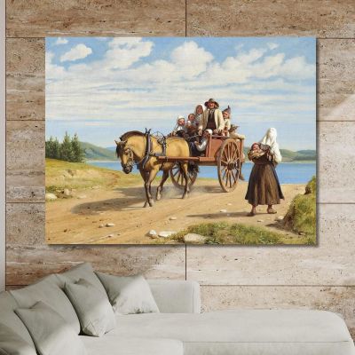 Scene From Leksand With Dalarna Farmers On A Sunday Outing In A Horse-Drawn Carriage Wilhelm Marstrand wmr46 canvas print 