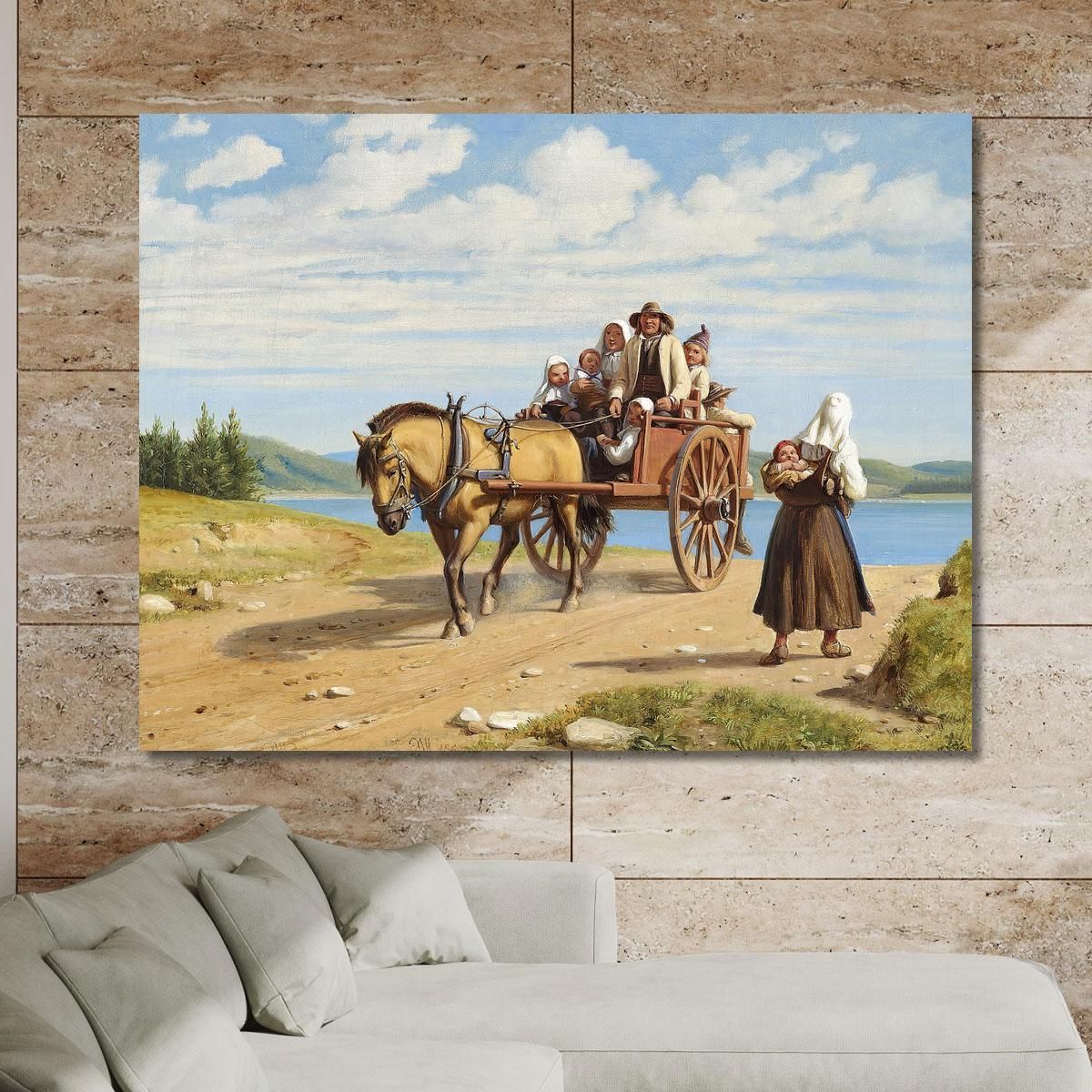 Scene From Leksand With Dalarna Farmers On A Sunday Outing In A Horse-Drawn Carriage Wilhelm Marstrand wmr46 canvas print 