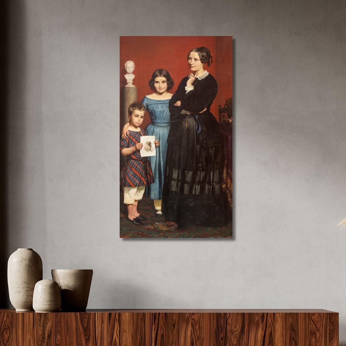 Portrait Of Frederikke Vilhelmine Hage With Children Wilhelm Marstrand wmr48 canvas print 
