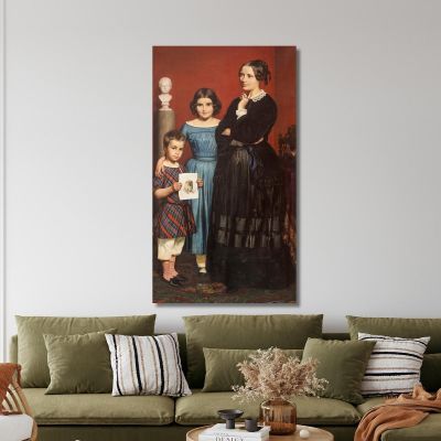 Portrait Of Frederikke Vilhelmine Hage With Children Wilhelm Marstrand wmr48 canvas print 