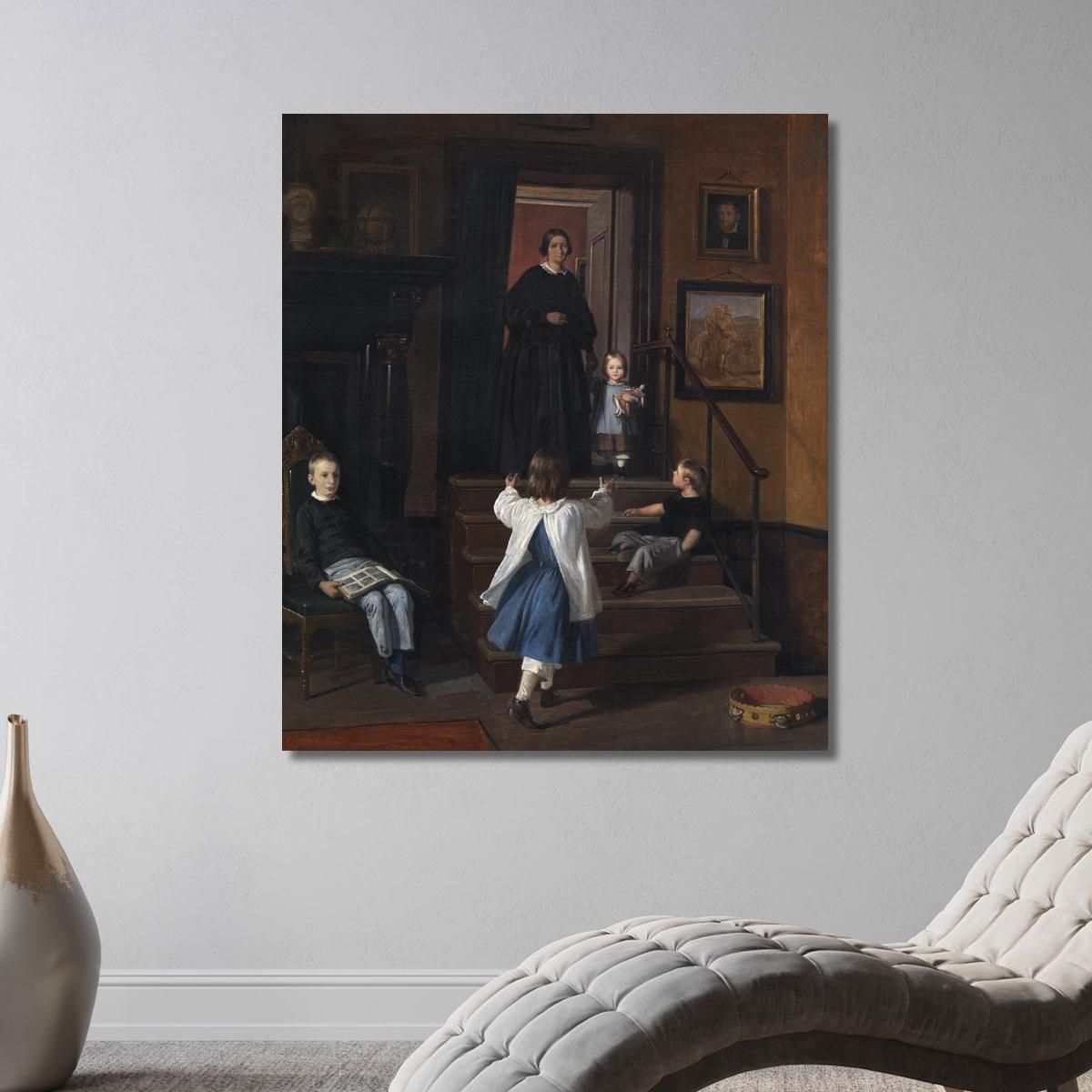 The Artist'S Wife And Children In The Studio At Charlottenborg Wilhelm Marstrand wmr66 canvas print 
