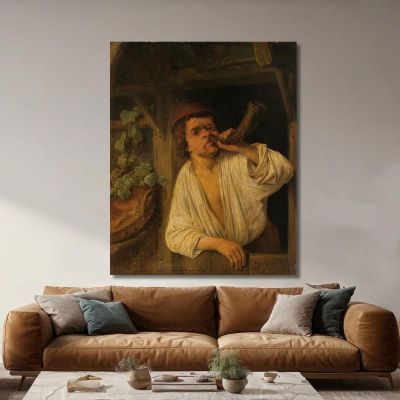 A Baker Sounding His Horn Adriaen van Ostade avo1 canvas print 