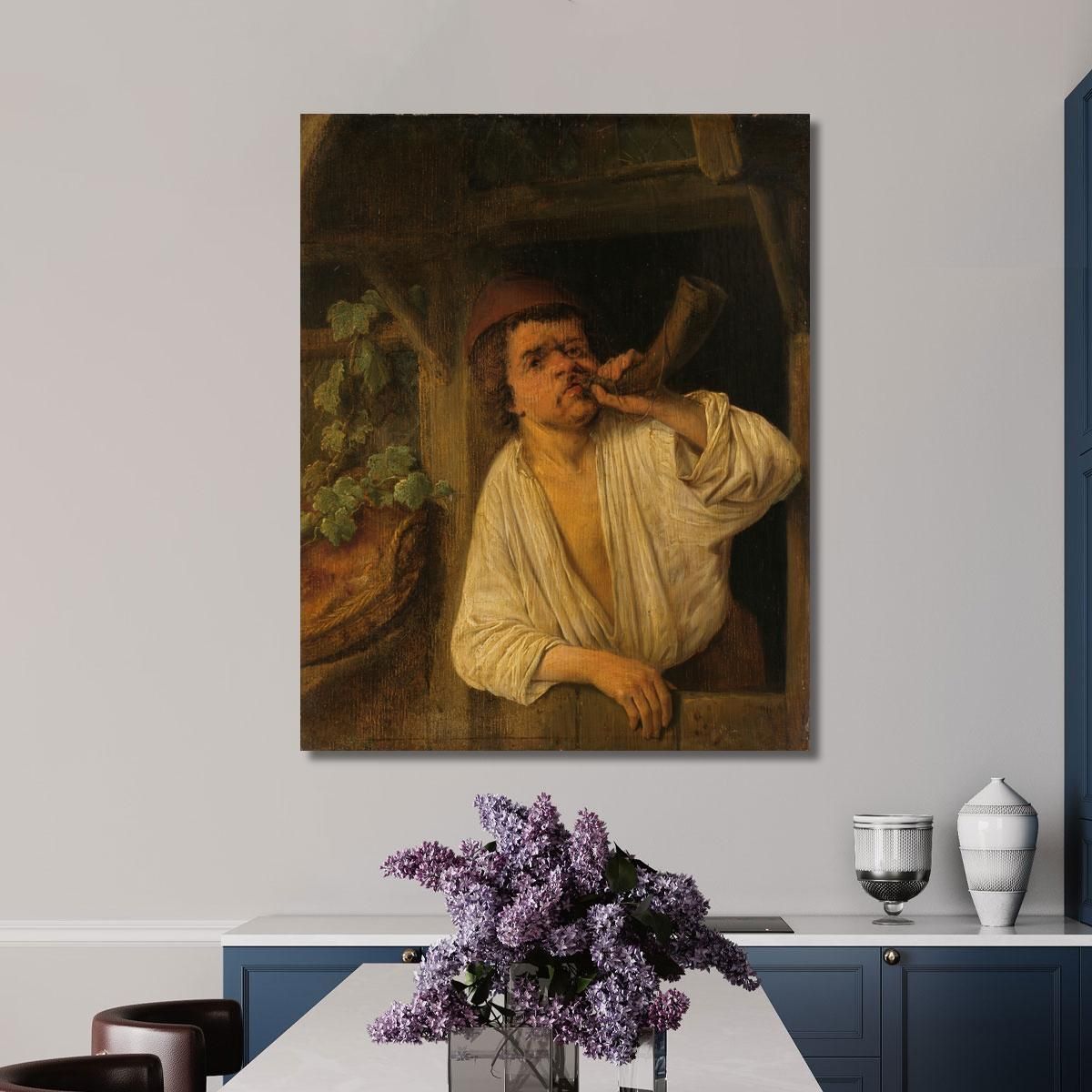 A Baker Sounding His Horn Adriaen van Ostade avo1 canvas print 
