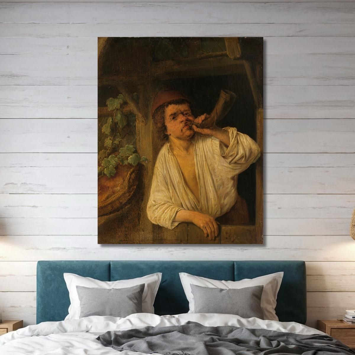A Baker Sounding His Horn Adriaen van Ostade avo1 canvas print 