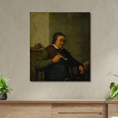 A Man Smoking In An Interior Adriaen van Ostade avo7 canvas print 