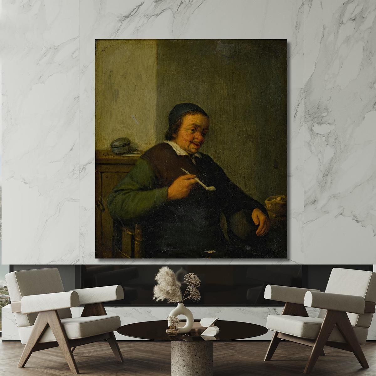 A Man Smoking In An Interior Adriaen van Ostade avo7 canvas print 