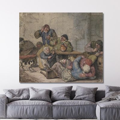 Boisterous Peasants In An Inn 2 Adriaen van Ostade avo14 canvas print 
