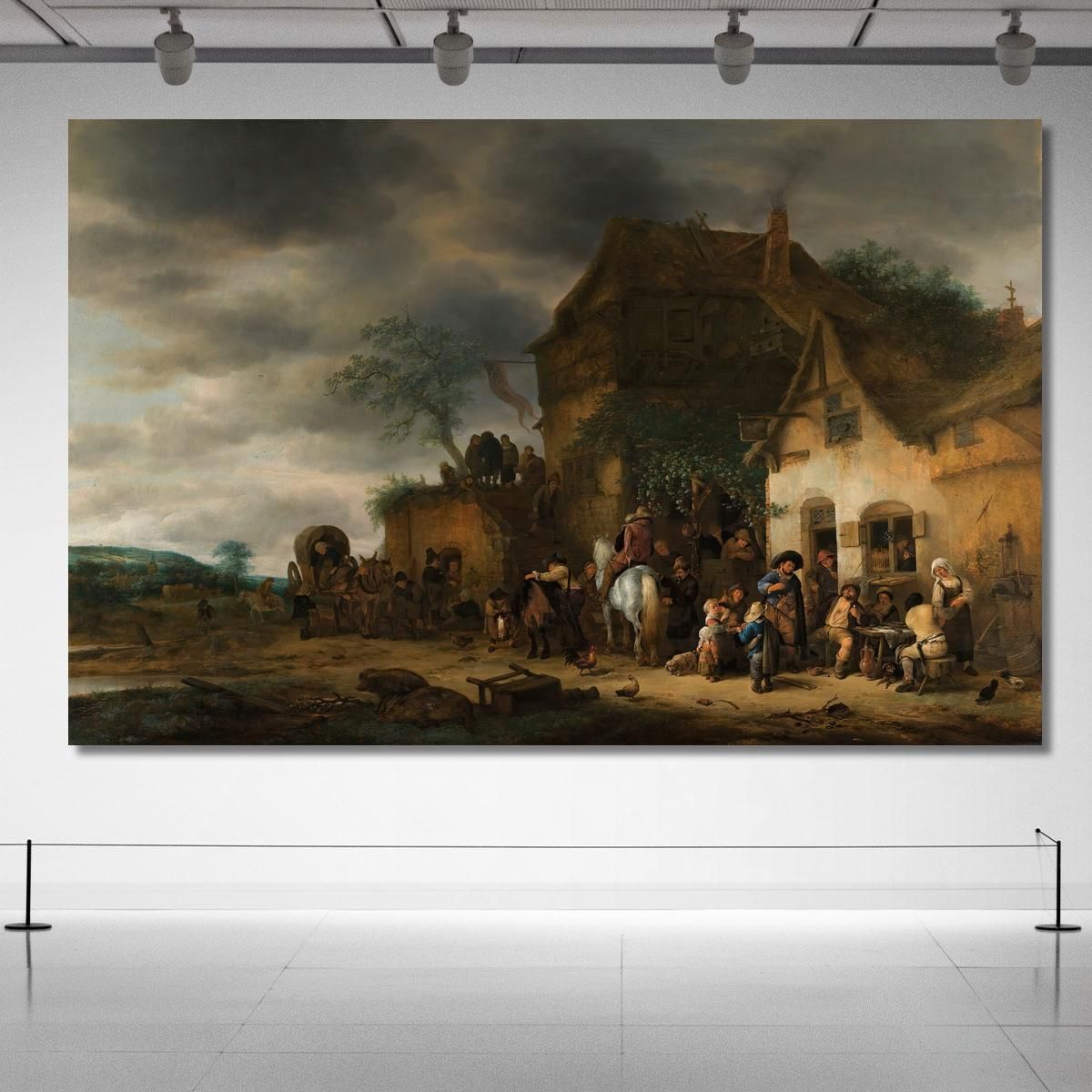 Travellers Halted At A Country Inn Adriaen van Ostade avo63 canvas print 