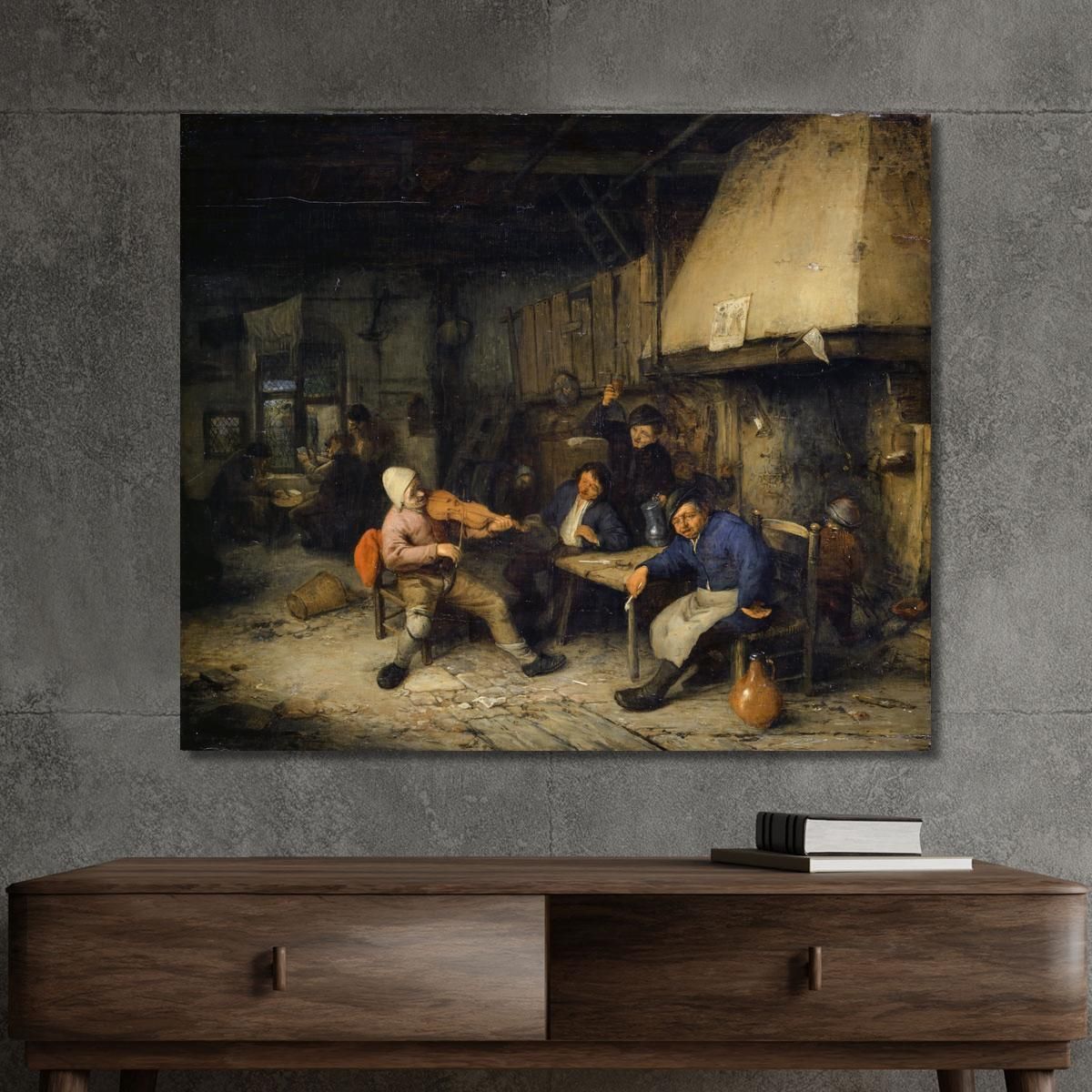 Violin Player And Drinking Farmers In A Tavern Ii Adriaen van Ostade avo65 canvas print 