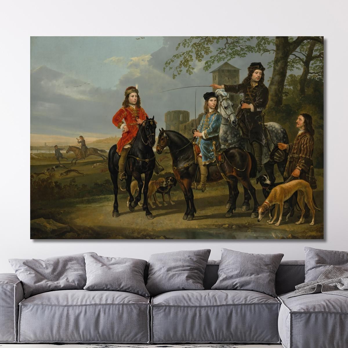 Equestrian Portrait With Tutor And Coachman Aelbert Cuyp acu14 canvas print 