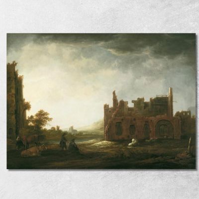 Landscape With The Ruins Of Rijnsburg Abbey Aelbert Cuyp acu26 canvas print 
