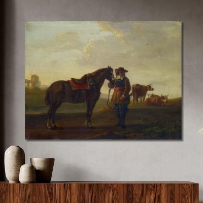 Officer With Horse Aelbert Cuyp acu31 canvas print 