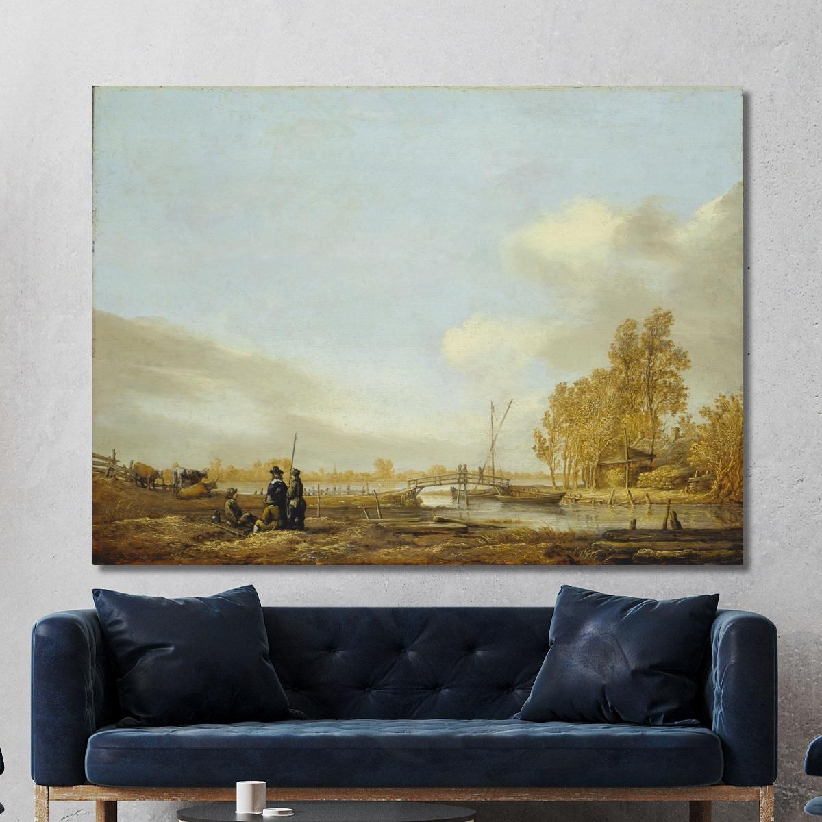 River Landscape With Footbridge Aelbert Cuyp acu40 canvas print 