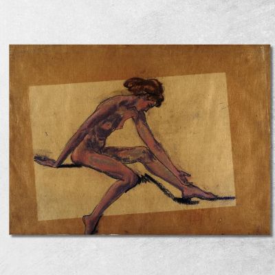 Seated Female Nude In Profile Bending Forward Arthur Bowen Davies abd44 canvas print 