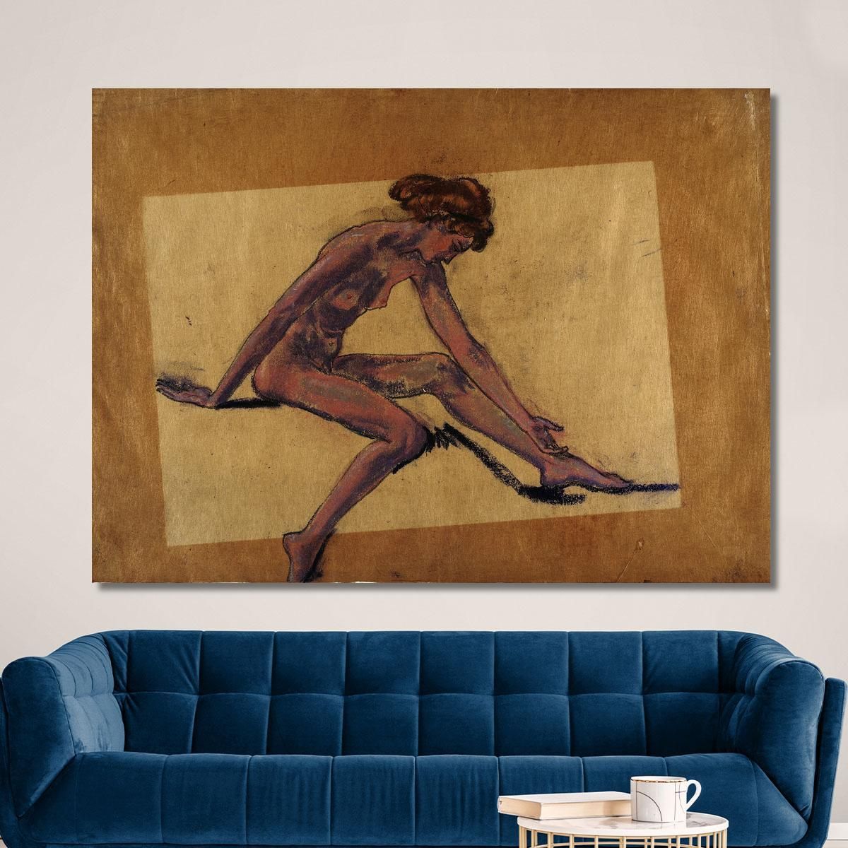 Seated Female Nude In Profile Bending Forward Arthur Bowen Davies abd44 canvas print 