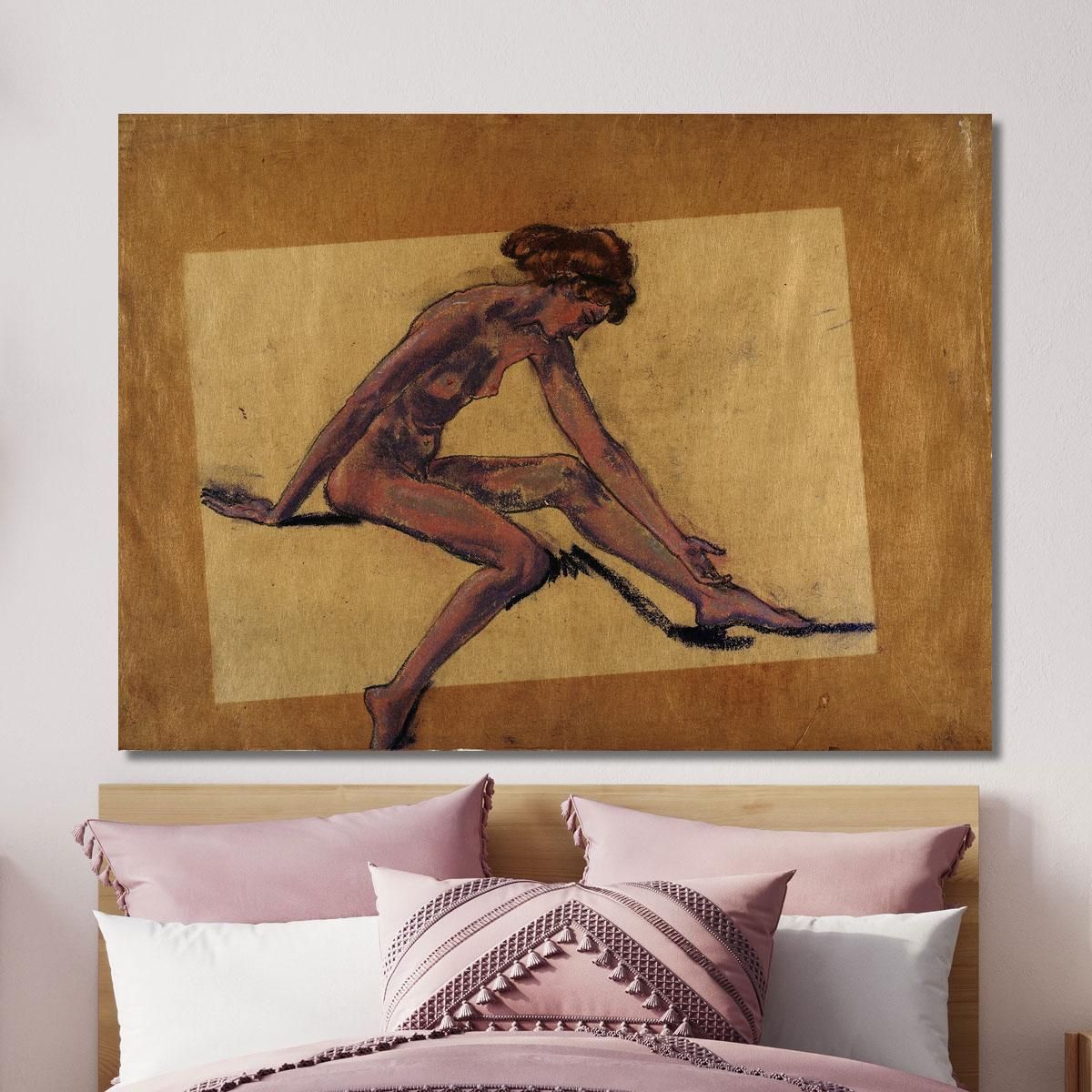 Seated Female Nude In Profile Bending Forward Arthur Bowen Davies abd44 canvas print 