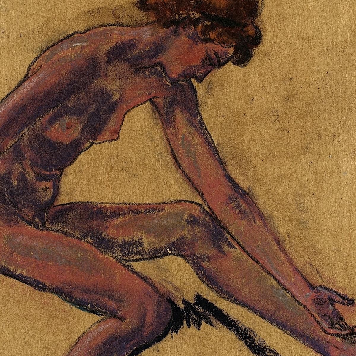Seated Female Nude In Profile Bending Forward Arthur Bowen Davies abd44 canvas print