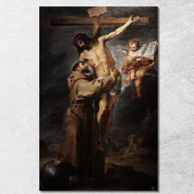 Saint Francis Of Assisi Embracing The Crucified Christ Bartolomé Estebán Murillo bem17 canvas print 