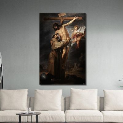 Saint Francis Of Assisi Embracing The Crucified Christ Bartolomé Estebán Murillo bem17 canvas print 