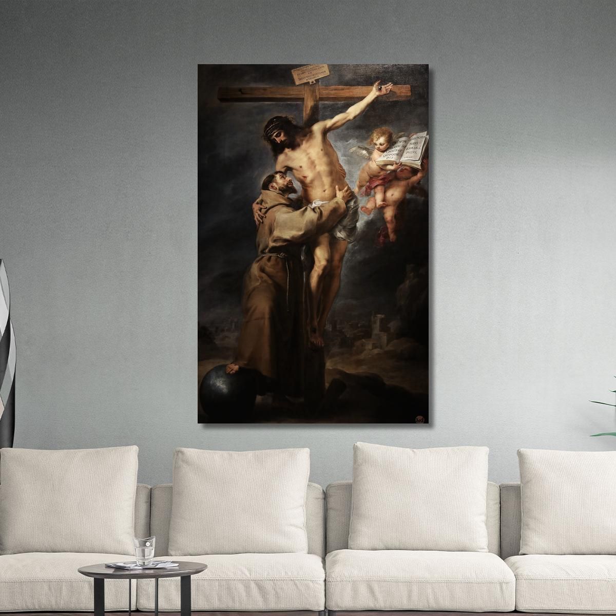 Saint Francis Of Assisi Embracing The Crucified Christ Bartolomé Estebán Murillo bem17 canvas print 