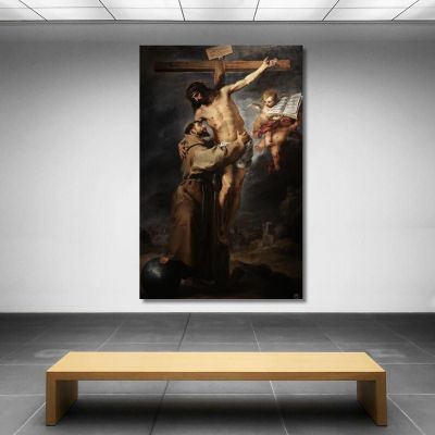 Saint Francis Of Assisi Embracing The Crucified Christ Bartolomé Estebán Murillo bem17 canvas print 