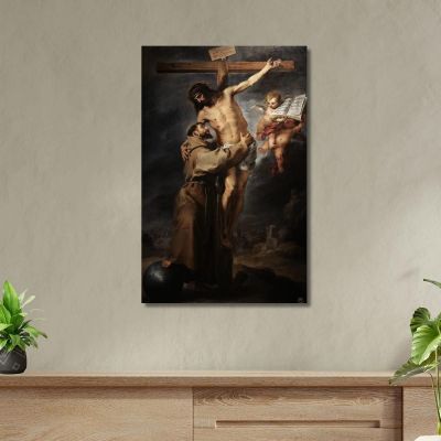 Saint Francis Of Assisi Embracing The Crucified Christ Bartolomé Estebán Murillo bem17 canvas print 