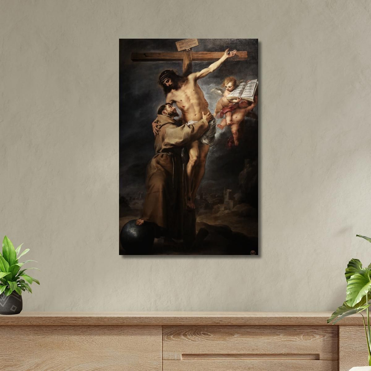 Saint Francis Of Assisi Embracing The Crucified Christ Bartolomé Estebán Murillo bem17 canvas print 