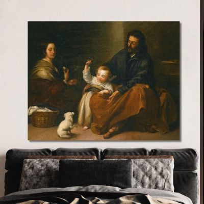 The Holy Family In An Interior Bartolomé Estebán Murillo bem34 canvas print 