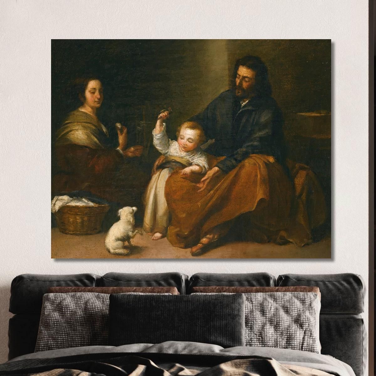 The Holy Family In An Interior Bartolomé Estebán Murillo bem34 canvas print 