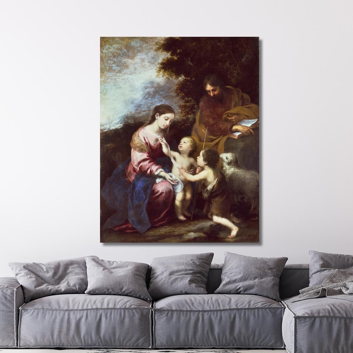 The Holy Family With The Infant Baptist Bartolomé Estebán Murillo bem35 canvas print 