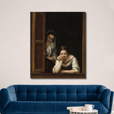 Two Women At A Window Bartolomé Estebán Murillo bem55 canvas print 