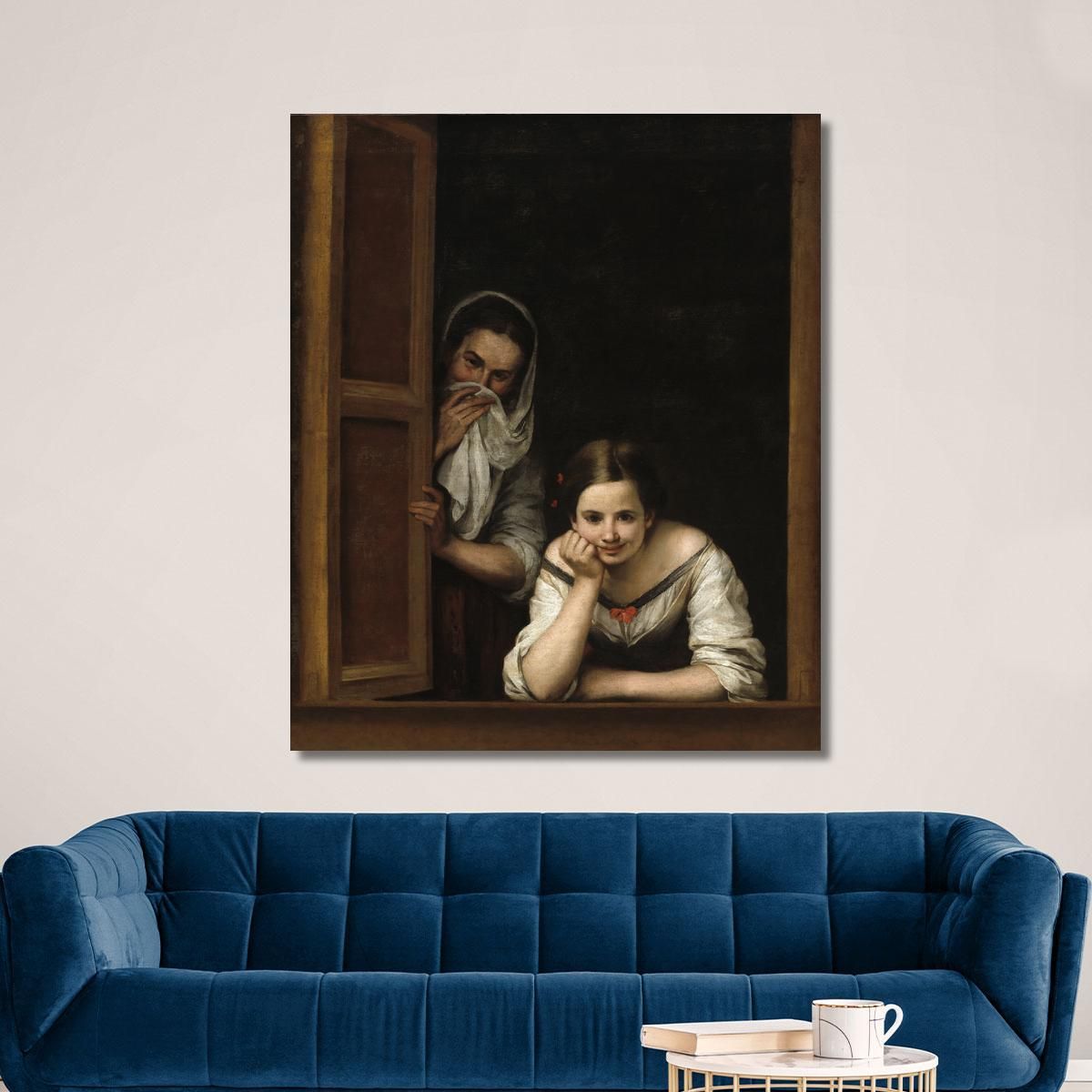 Two Women At A Window Bartolomé Estebán Murillo bem55 canvas print 