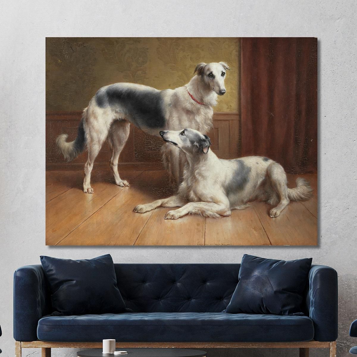 A Pair Of Borzois In An Interior Carl Reichert crc7 canvas print 