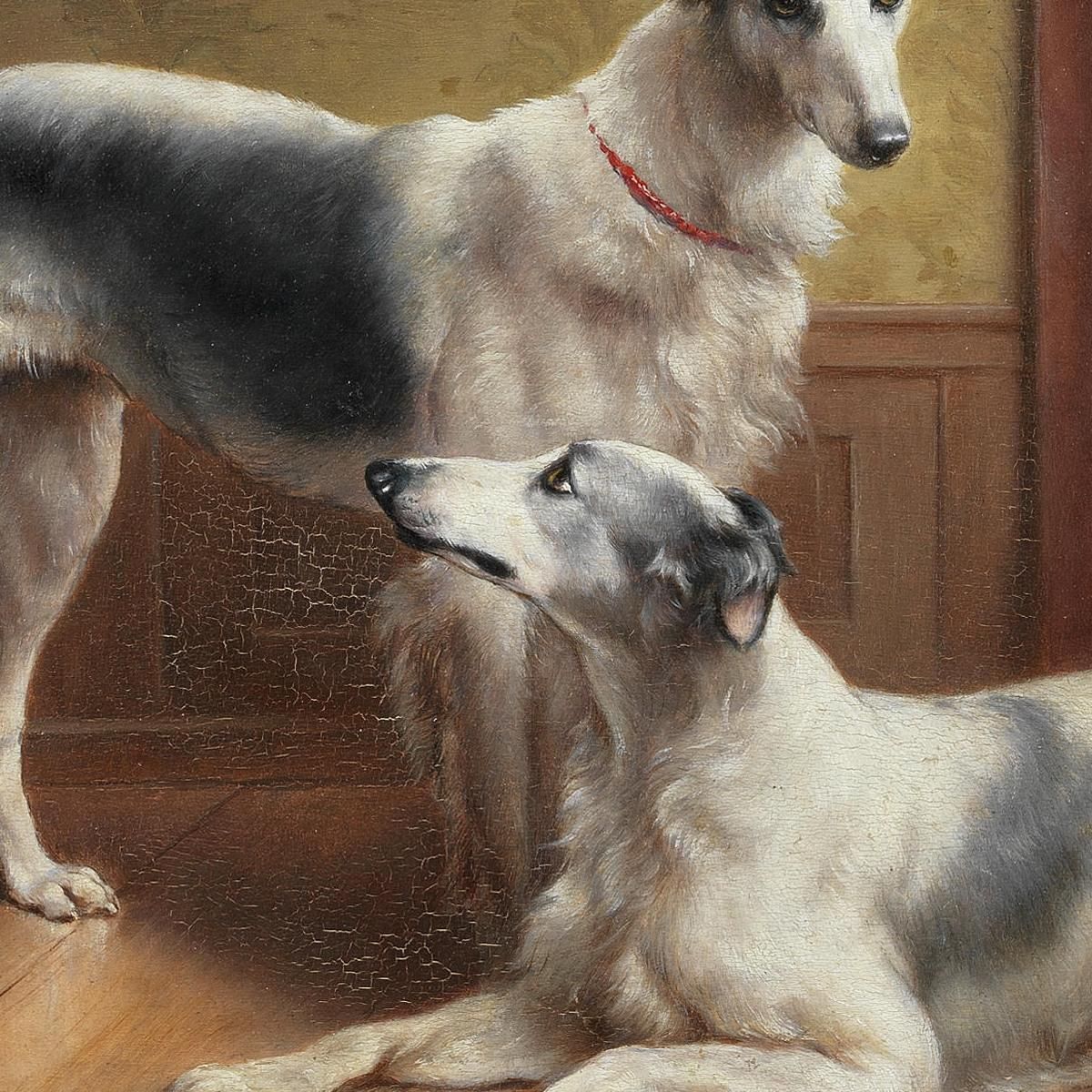 A Pair Of Borzois In An Interior Carl Reichert crc7 canvas print