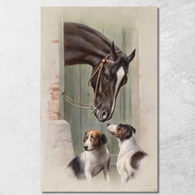 Visit In The Horse Stable Carl Reichert crc14 canvas print 