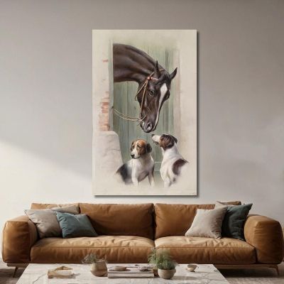 Visit In The Horse Stable Carl Reichert crc14 canvas print 