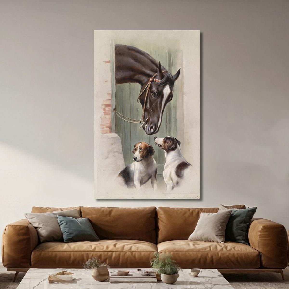 Visit In The Horse Stable Carl Reichert crc14 canvas print 