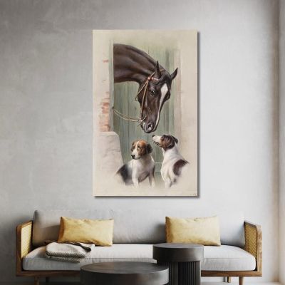 Visit In The Horse Stable Carl Reichert crc14 canvas print 