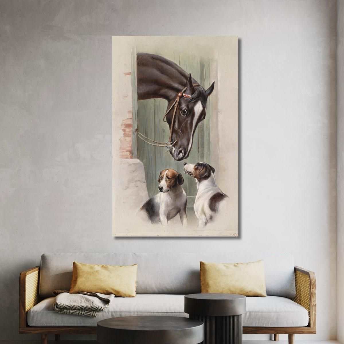Visit In The Horse Stable Carl Reichert crc14 canvas print 