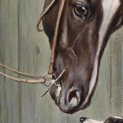 Visit In The Horse Stable Carl Reichert crc14 canvas print